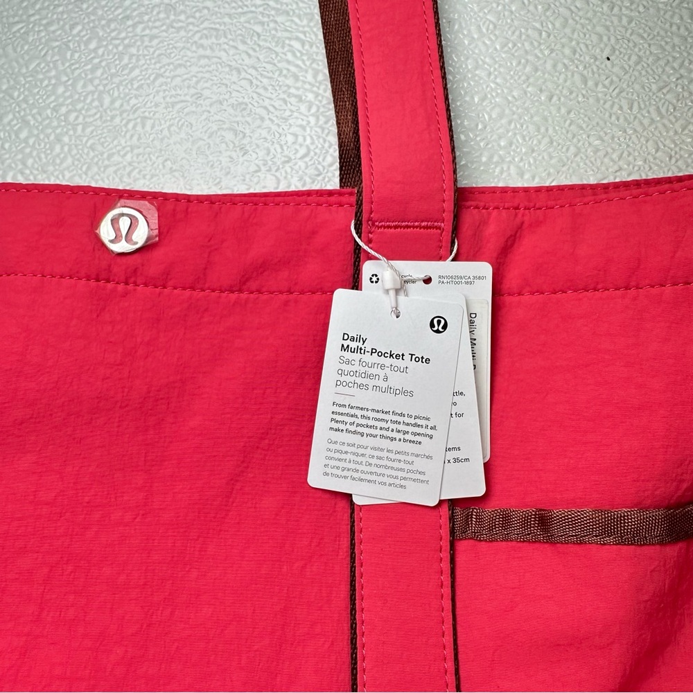 NWT Lululemon Daily Multi-Pocket Tote Glaze Pink/Ancient Copper Pipping One Size - Picture 7 of 10